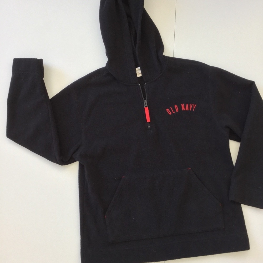 Youth Quarter Zip Fleece Hoodie Black and Red  Unisex Youth Sz 10